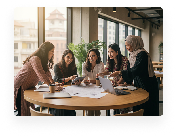 Women in a collaborative office session